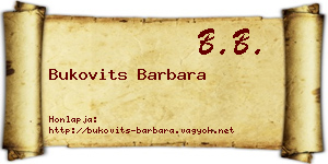 Bukovits Barbara névjegykártya
